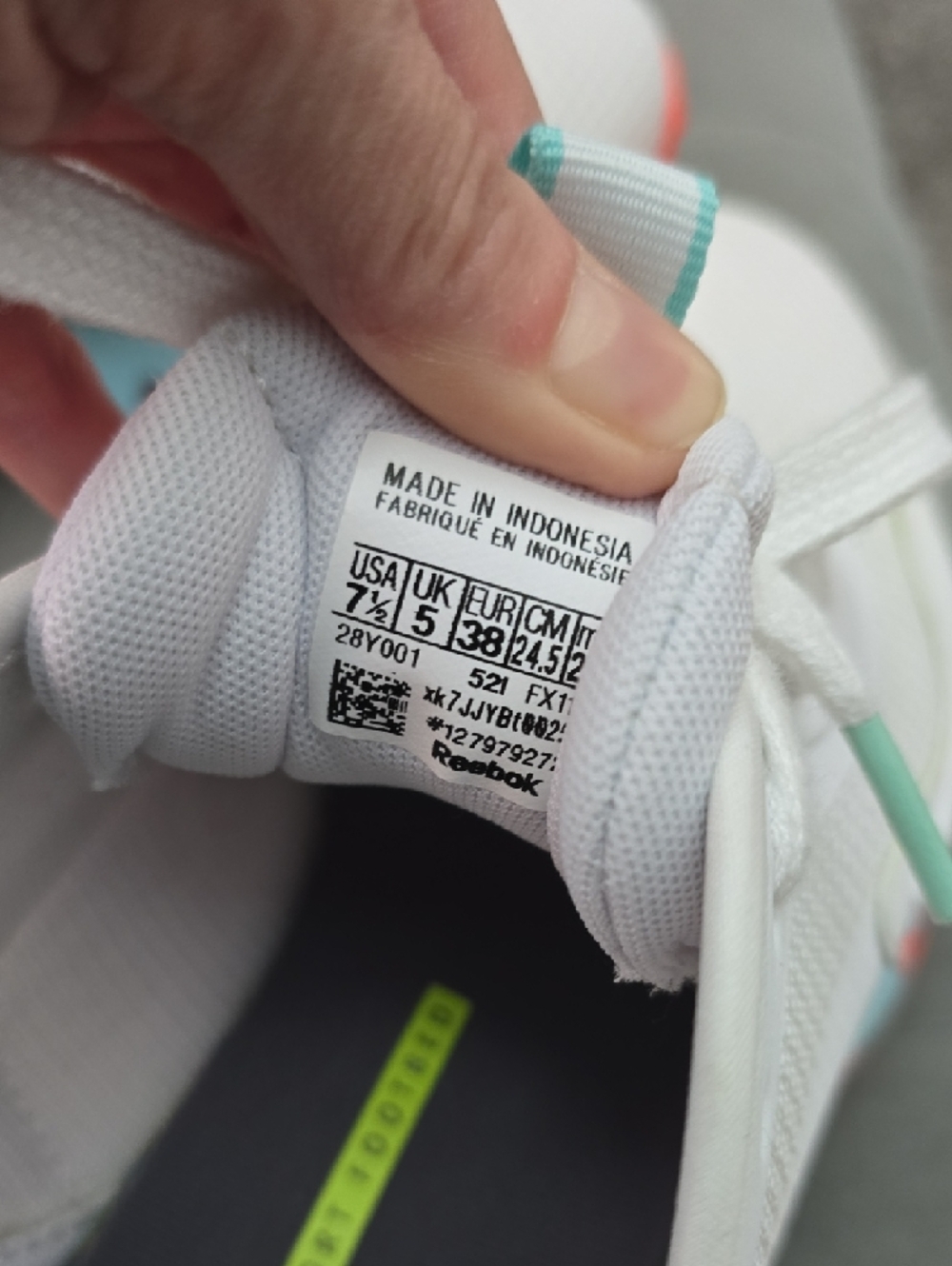Reebok White Sneakers with Aqua Midsole & Coral Outsole - Picture 11 of 11